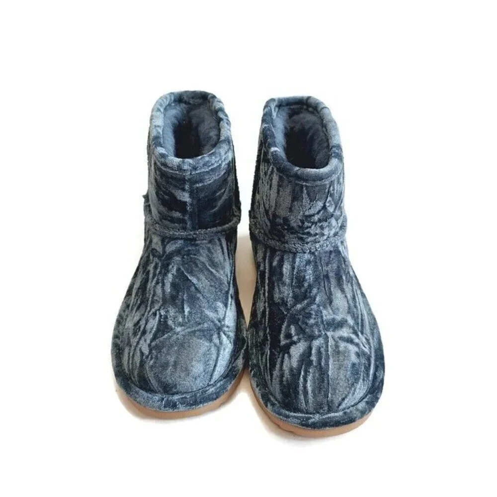 UGG Classic Mini II Velvet Fashion Winter Boots Big Girls 3 Ocean Blue 1142070K
